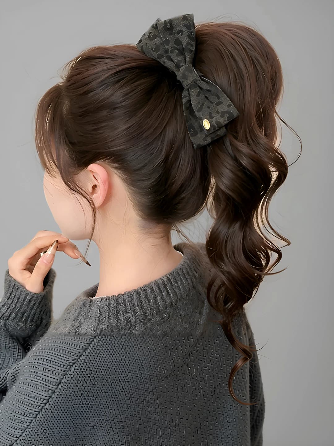 3# Grey leopard clip ~13 cm