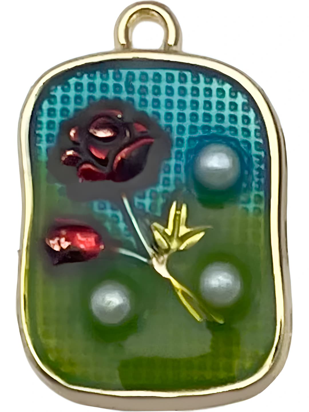 Бирюзовый квадрат роза лист 25x17mm-3.0g