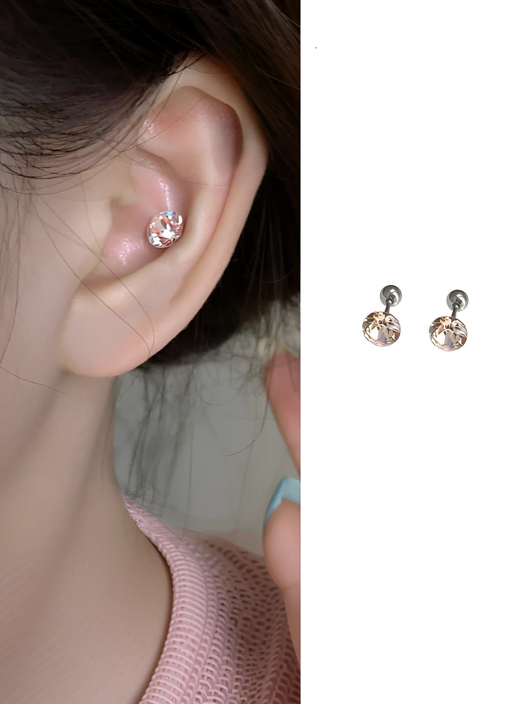12#Light gold earrings pair