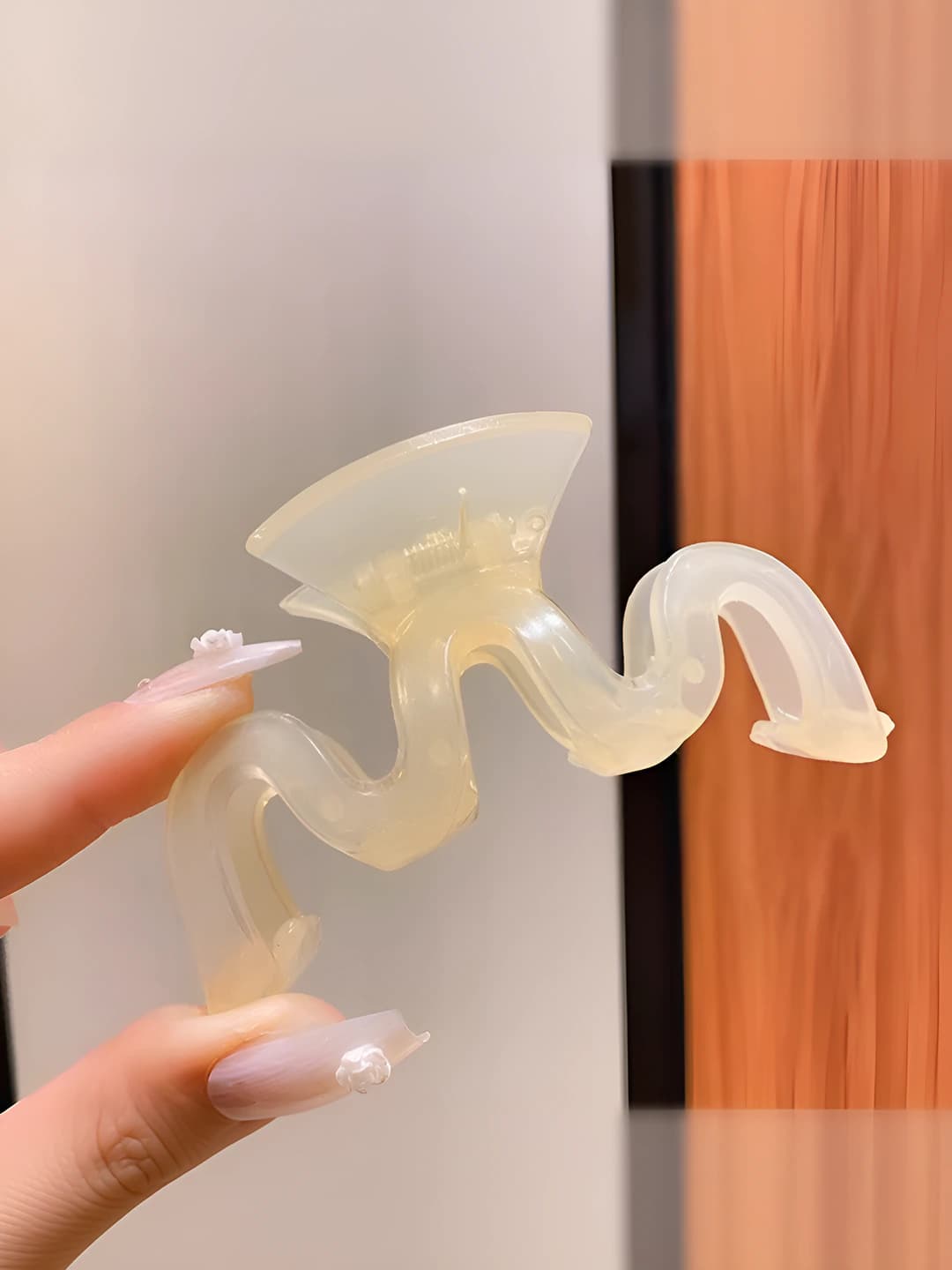 White jelly M-shaped hair clip