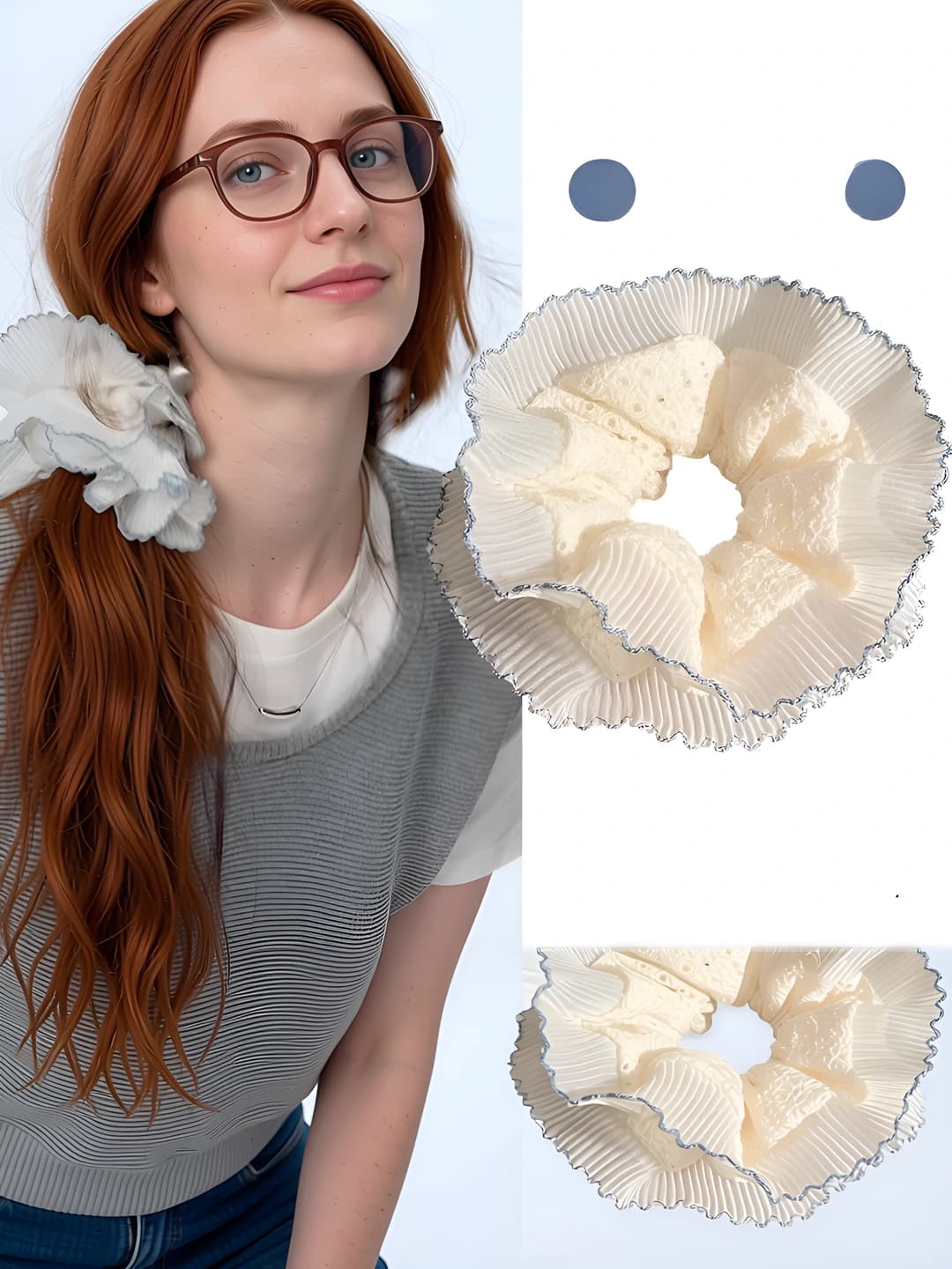2# Double layer blue floral lace edge - 16 cm
