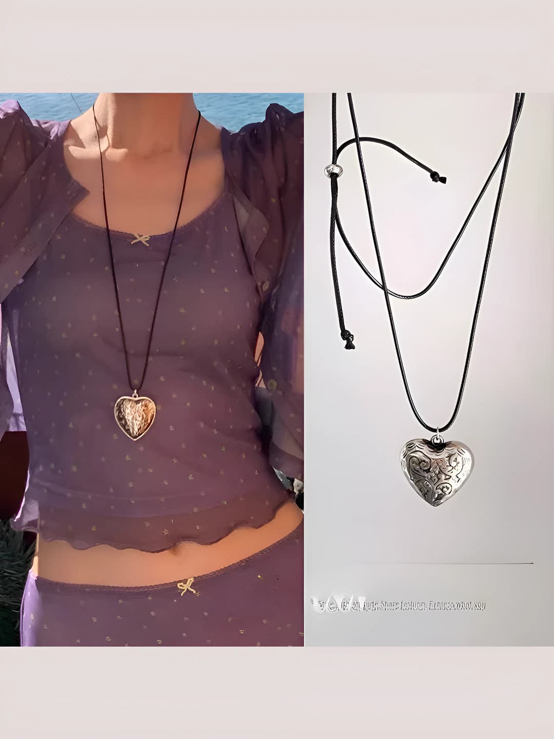9# necklace - Black - Silver