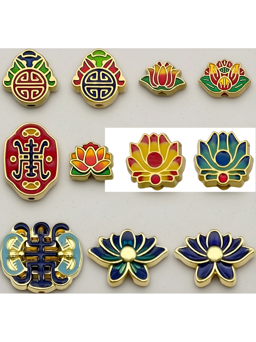 1 pc Mixed set of 10 lotus symbols-10 variants-21.5g-SN1164