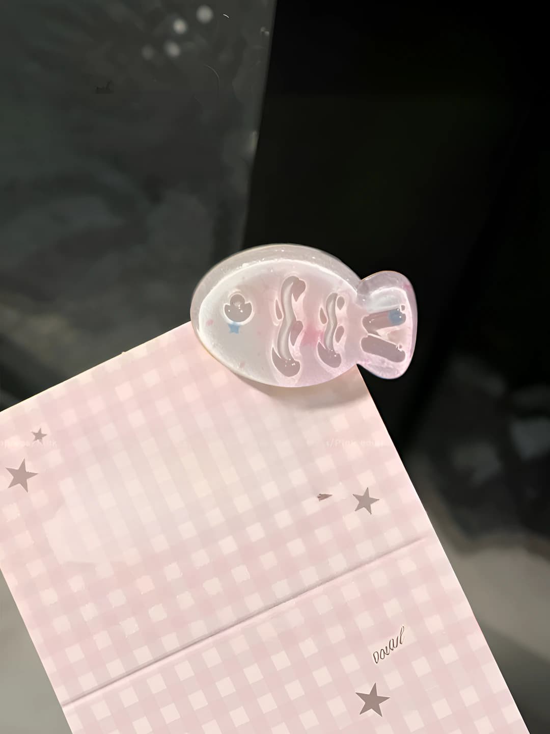Jelly star pink clear fish clip, 3.2 cm