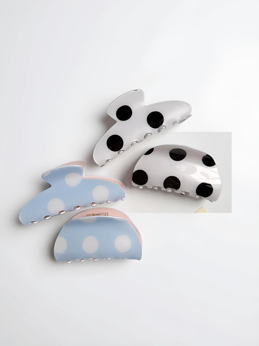 Women's large polka-dot PVC claw hair clips