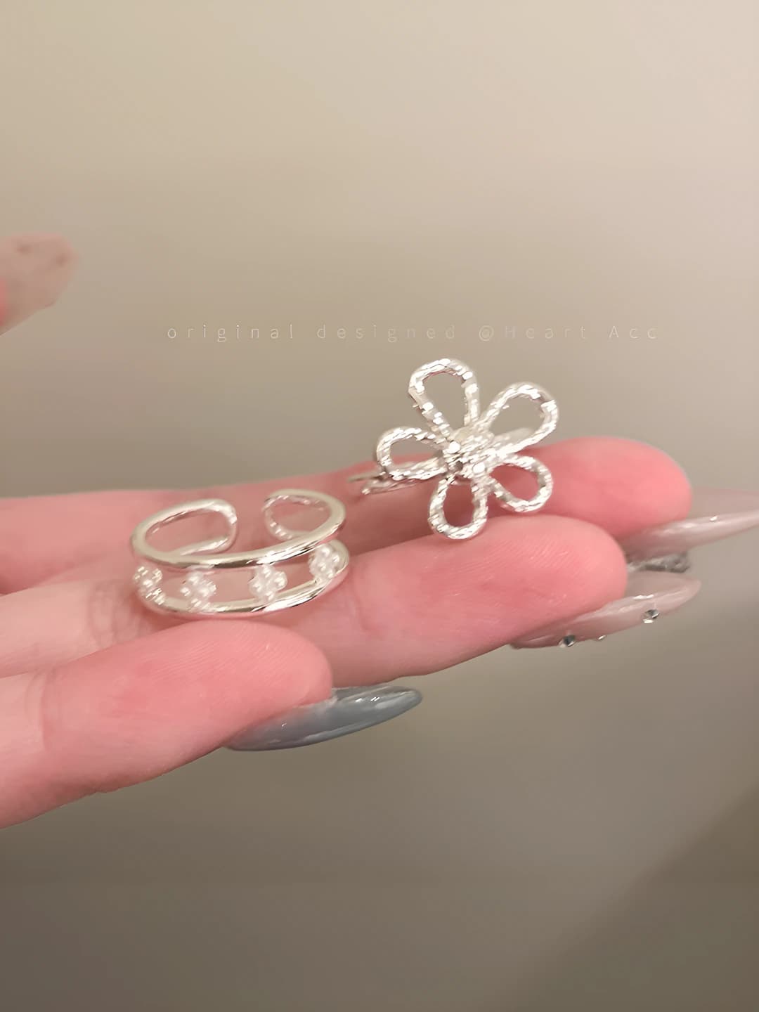 Women's retro open flower ring