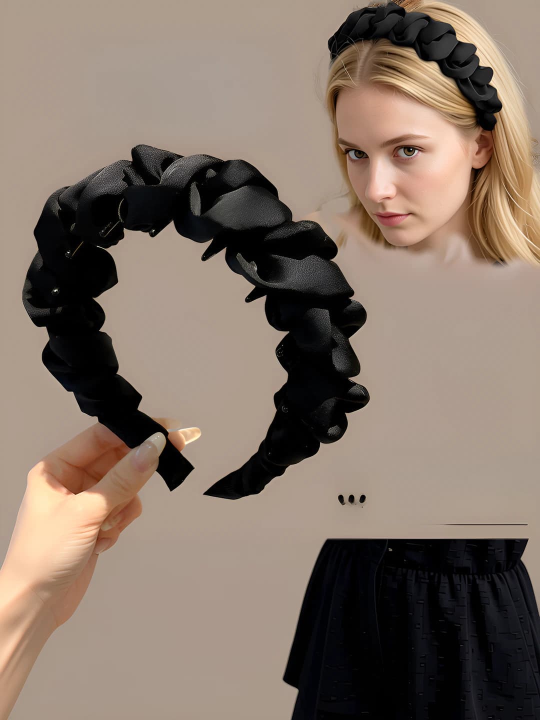 Women's black non-slip headband 2026 with teeth for holding hair while washing face