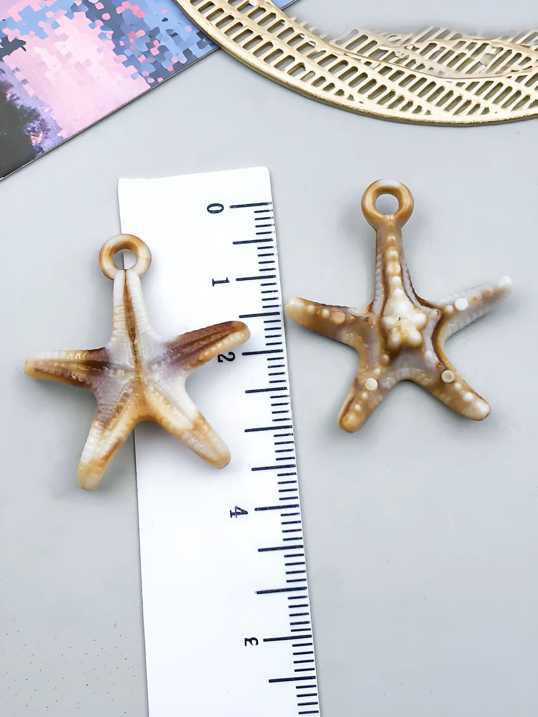 1 pc Beige acrylic ocean starfish, 32x29x7mm, 1.2g