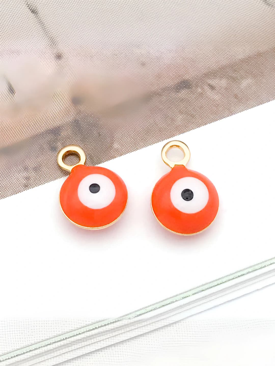 1pc Small Orange Devil Eye 6x9mm