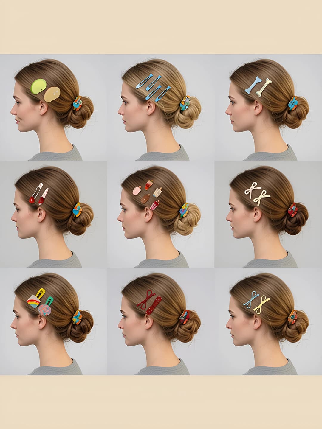 Women's hair clips: playful style, leopard print, flowers and duckbill shape, bear design