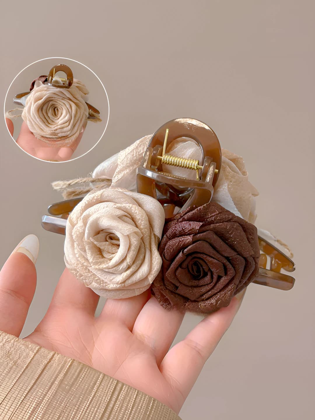 2# Молочный-кофейный сухая роза зажим 13cm