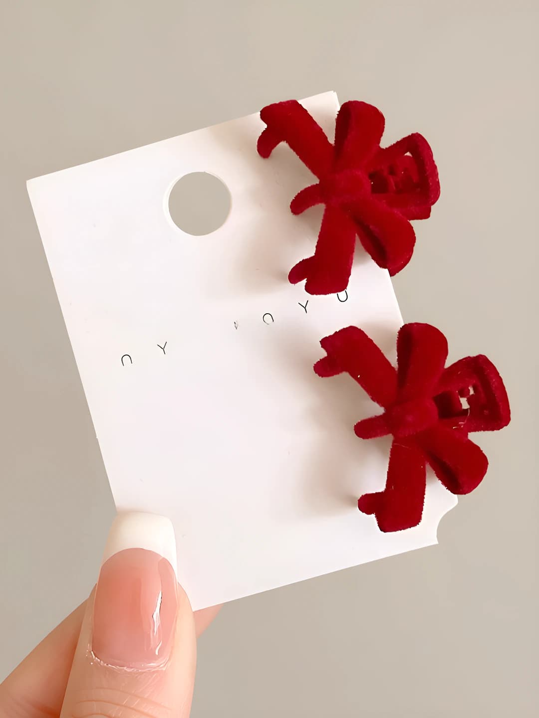3#Red ribbon plastic clip 1 pair