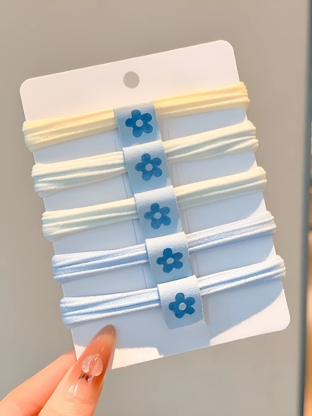 9# Sea salt blue - striped floral logo, 5 pcs, 4 cm