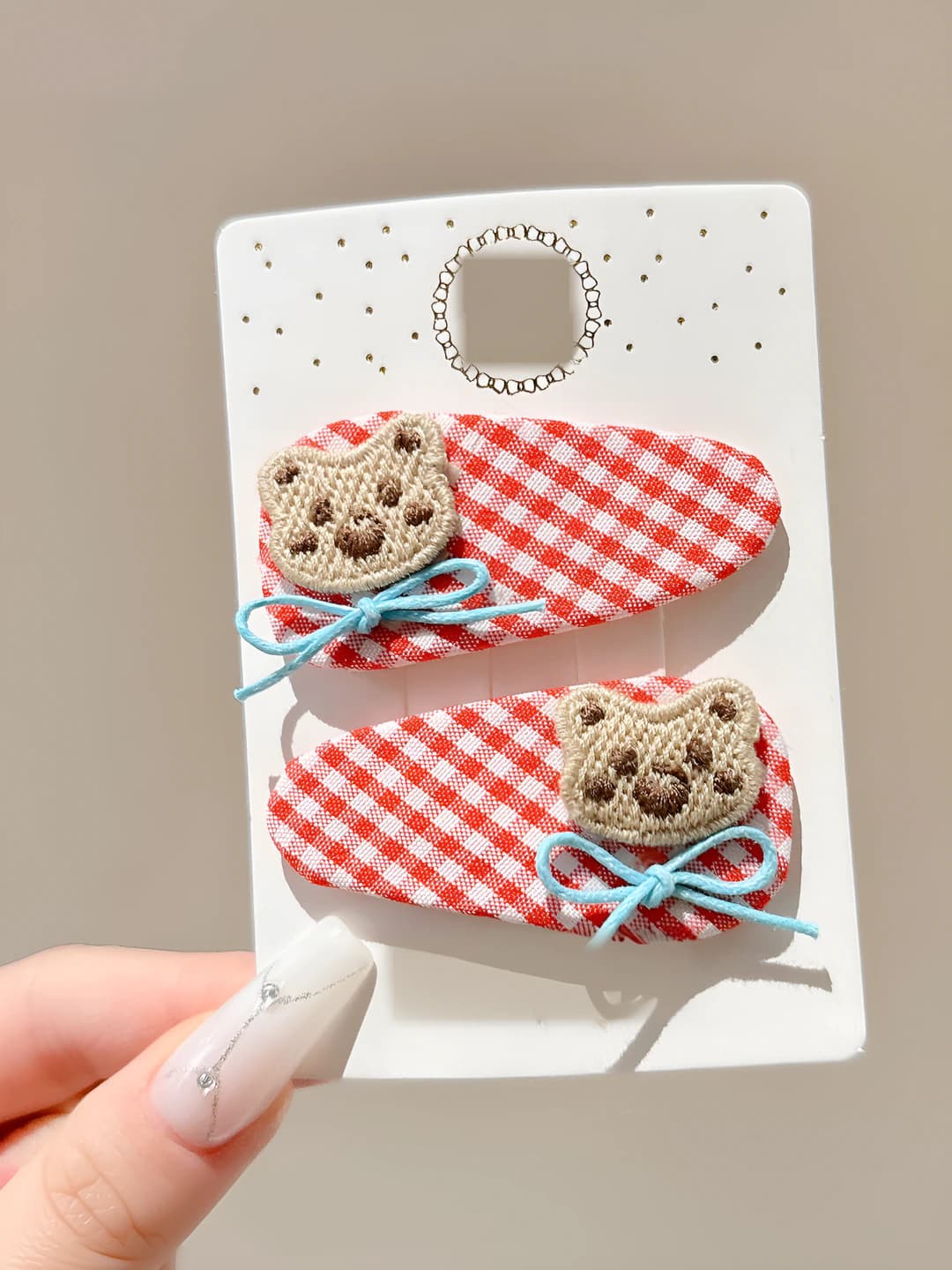 1# Bear red plaid / pair ~6cm