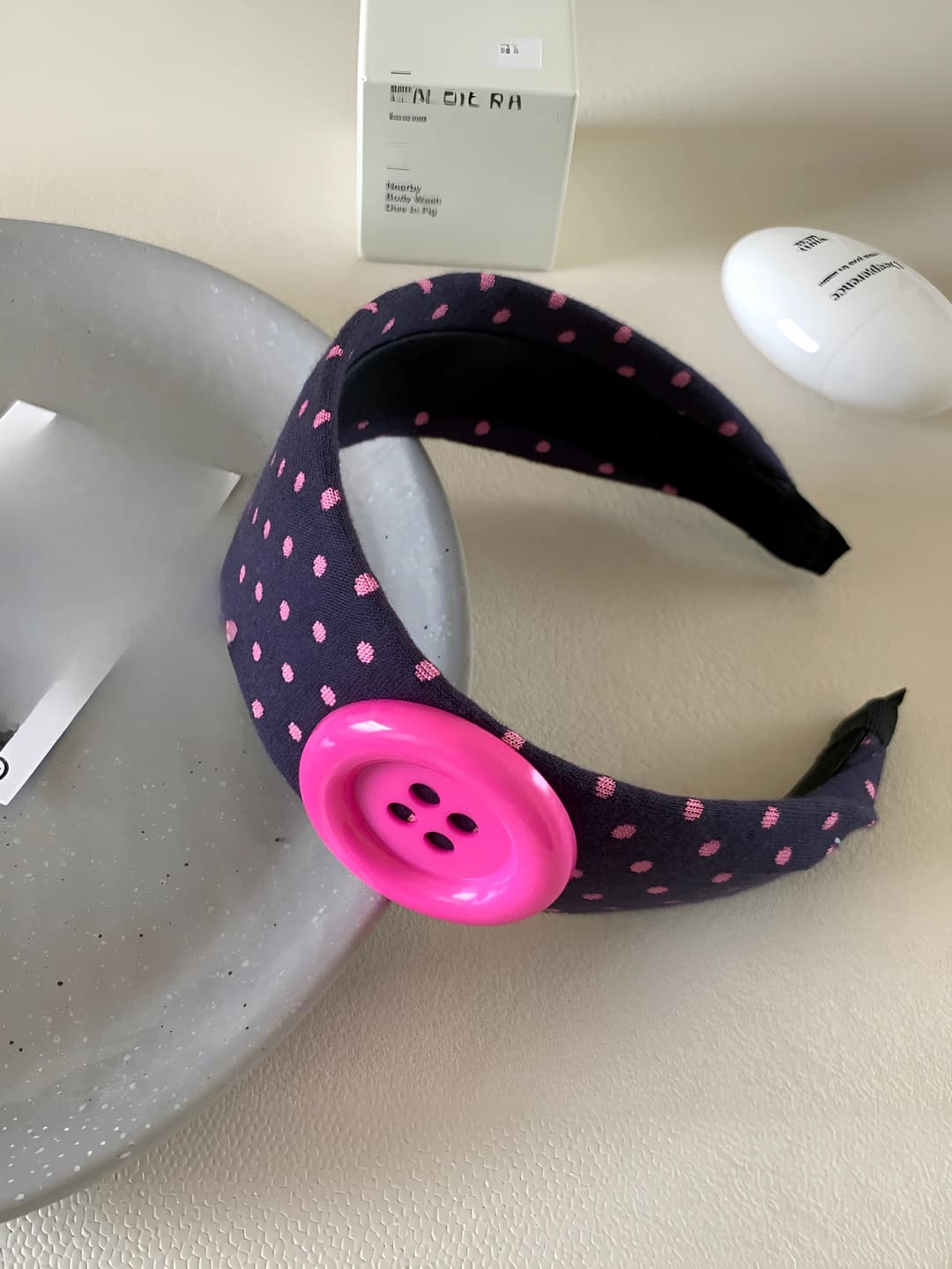 Rose red button headband