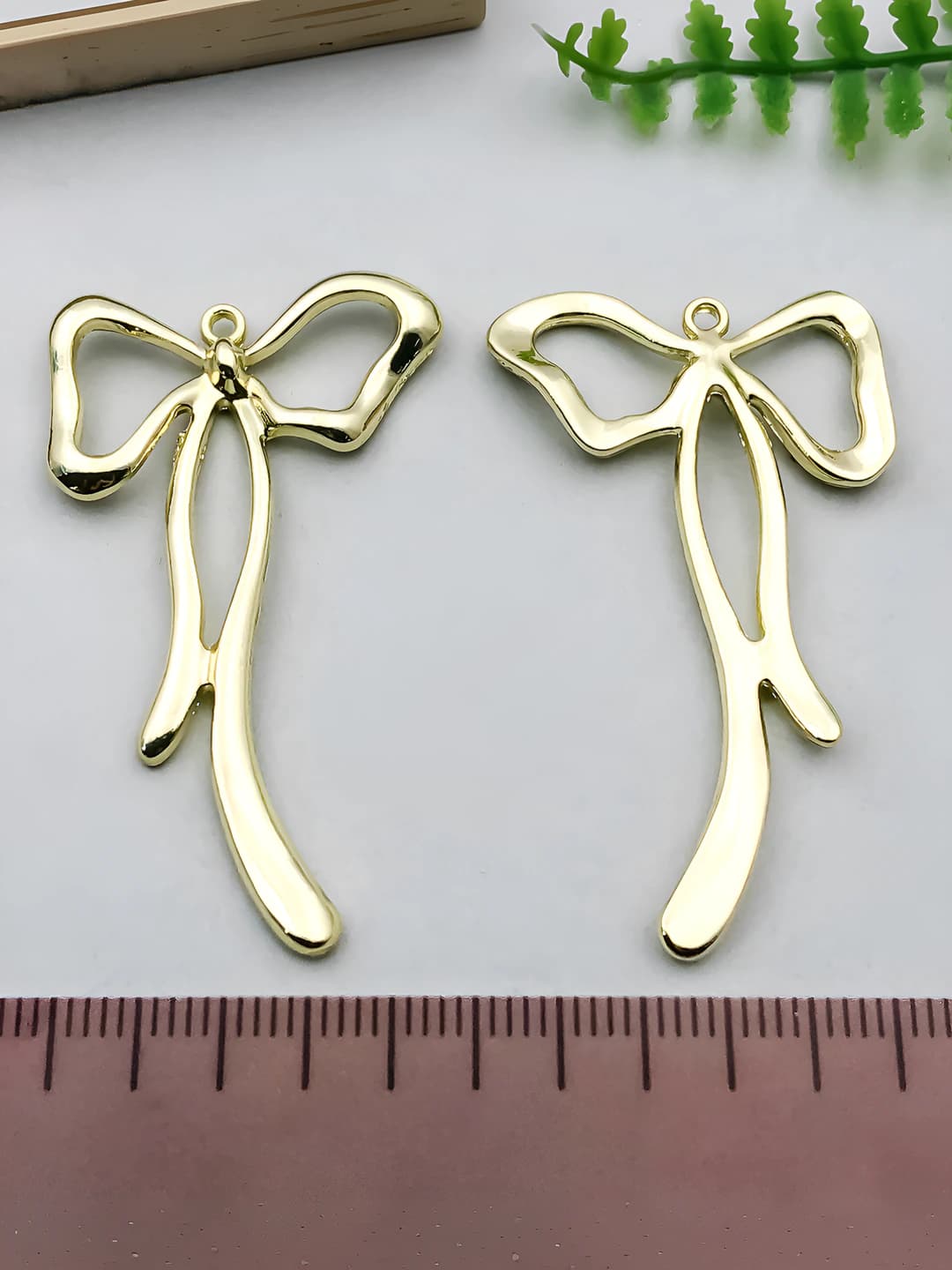 1 шт. золото 18K длинный бант 45x27mm-3.2g-21380