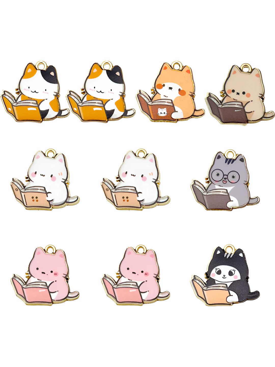 10 pcs mixed: printed cat, 7 styles - 19.3 g