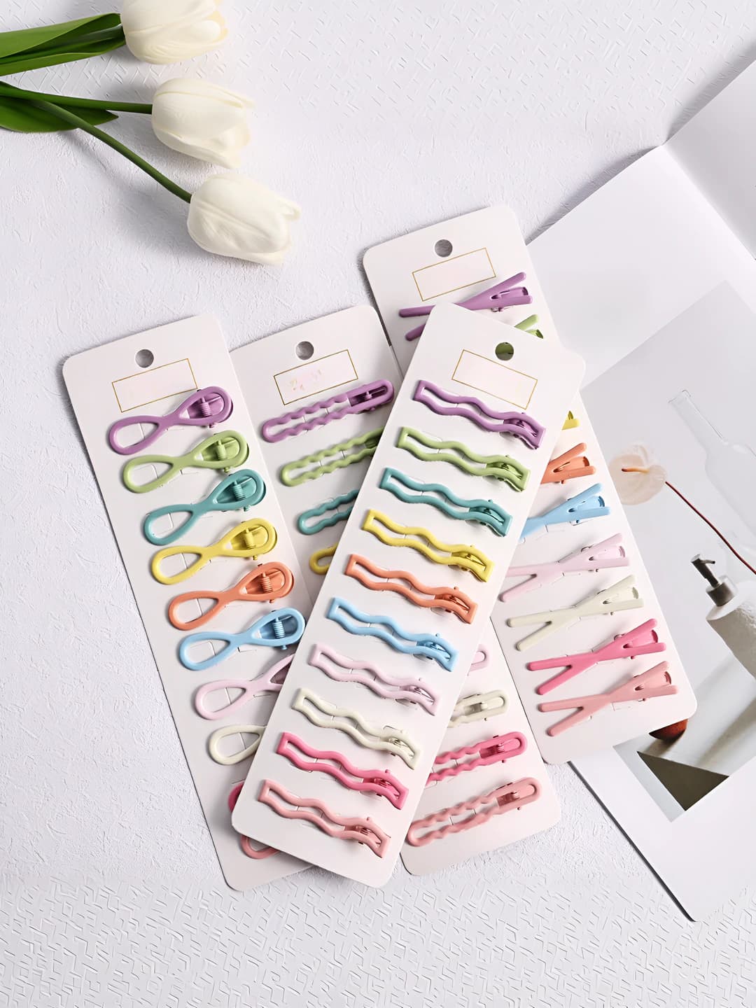 Women's metal hair clips, 10 pcs, matte, irregular shape, side clips, sweet style DIY duckbill clips