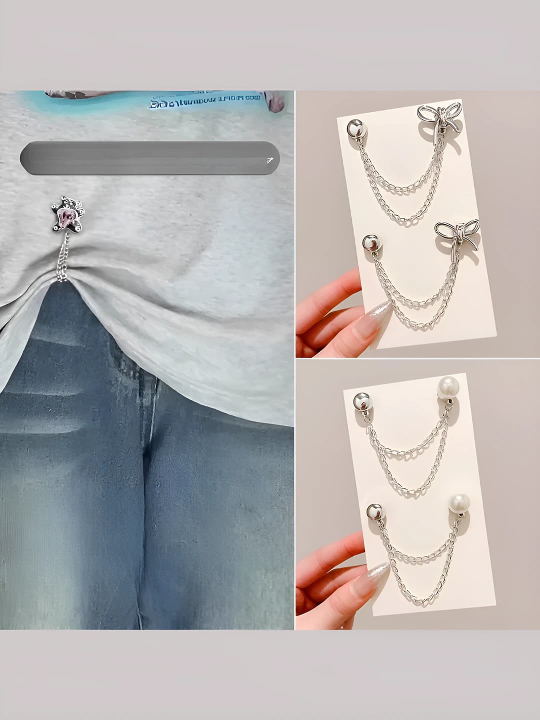 Women's magnetic chain brooch: for shortening hem and cinching waist, summer, simple style