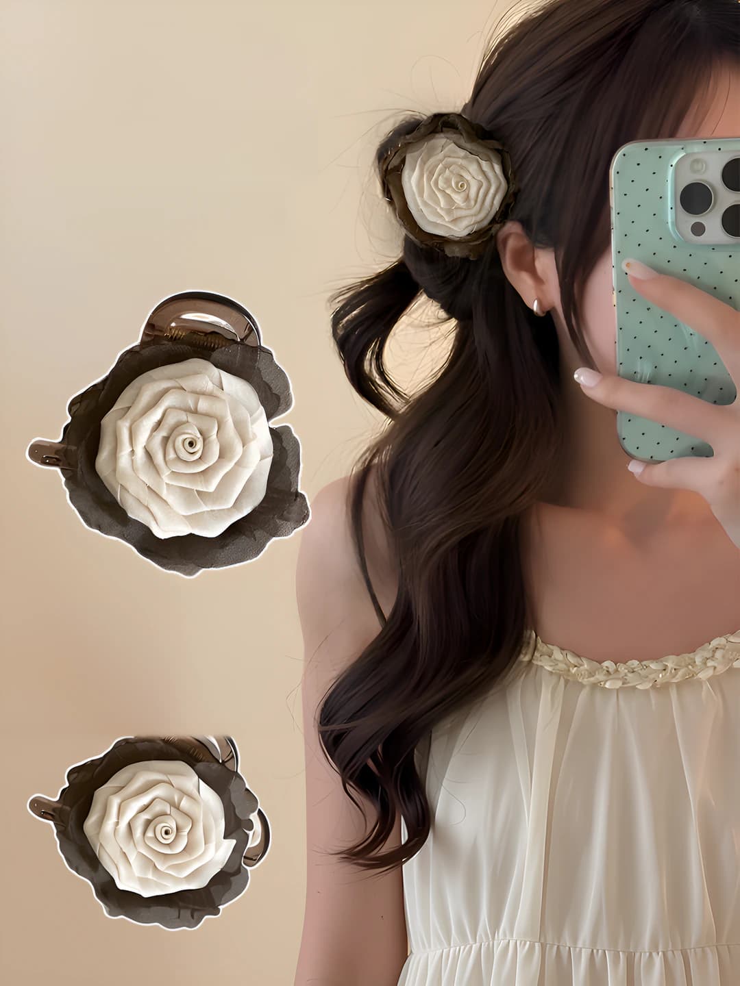 11# Beige-coffee flower 8 cm