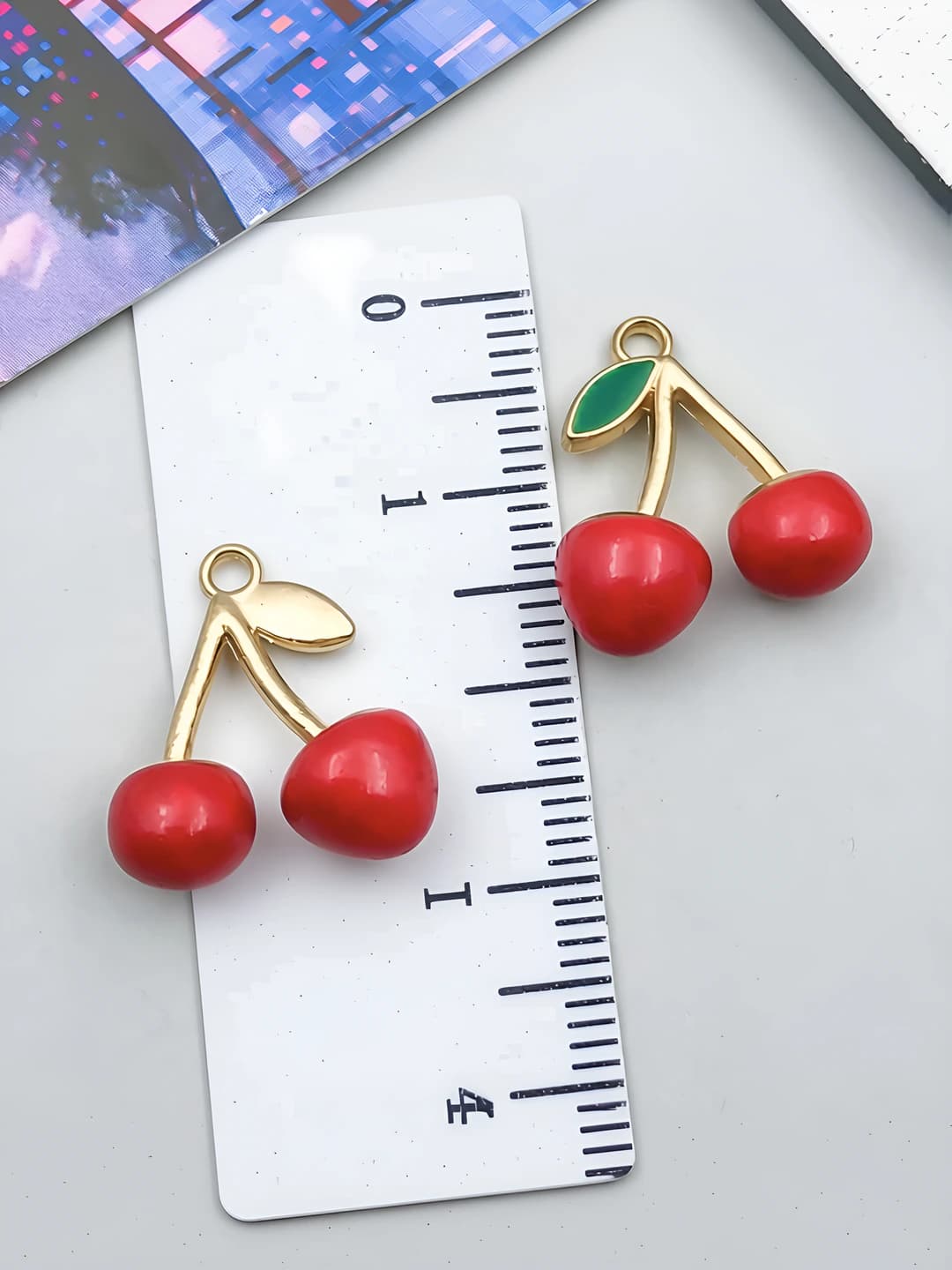1 pc KC gold red 3D cherry 17x16x7mm-2.5g