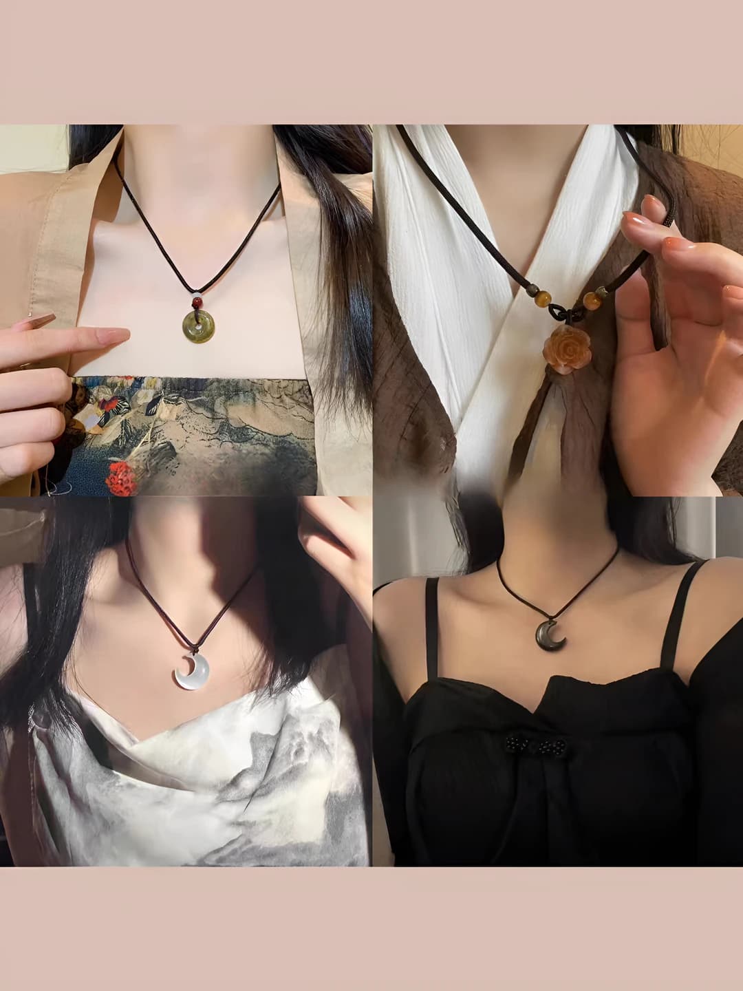 Ayollar uchun retro xitoy uslubidagi marjon to'plami