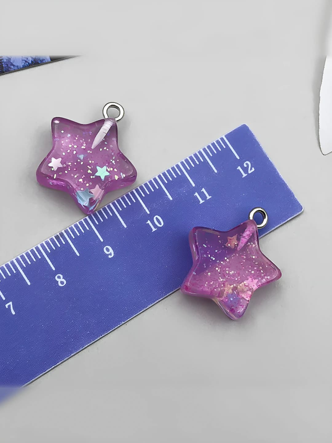 Прозрачный фиолетовый, блёстки, 20x18x6mm, 1.3g