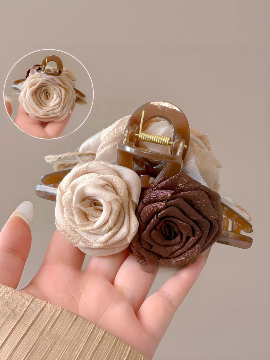 2# Молочный-кофейный сухая роза зажим 13cm