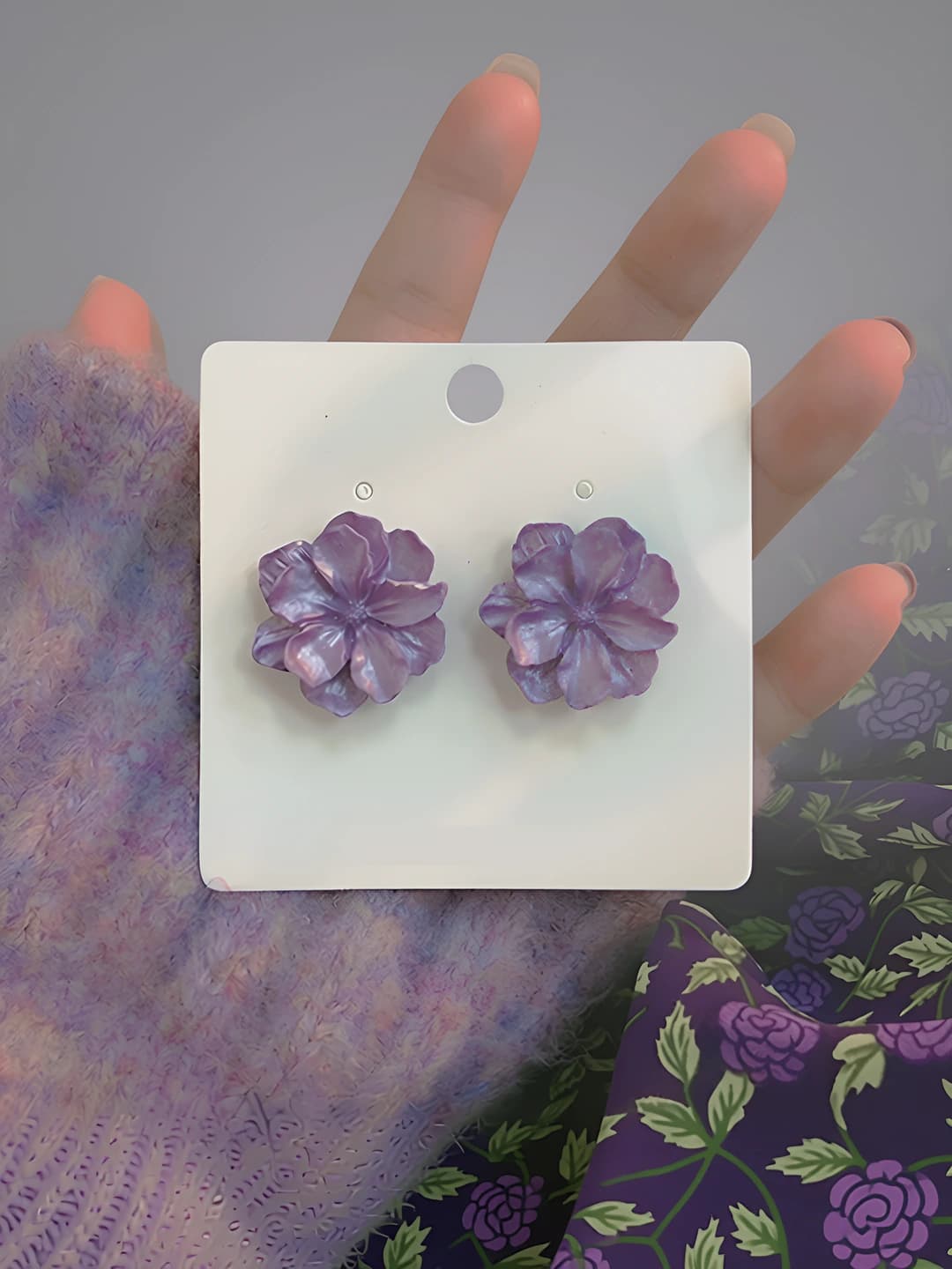 7# silver post - purple