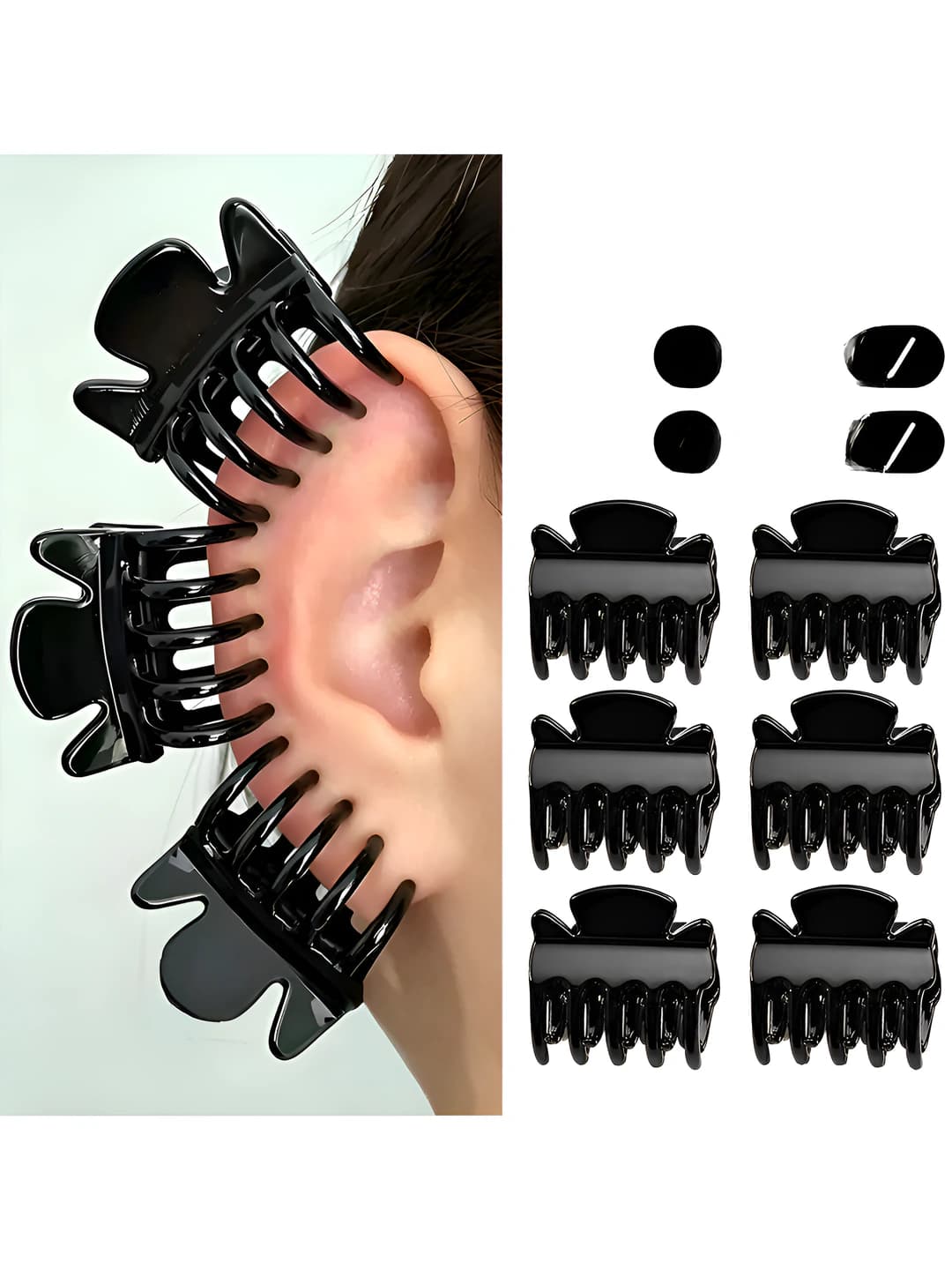 2# Black clips, 6 pcs, 5-prong