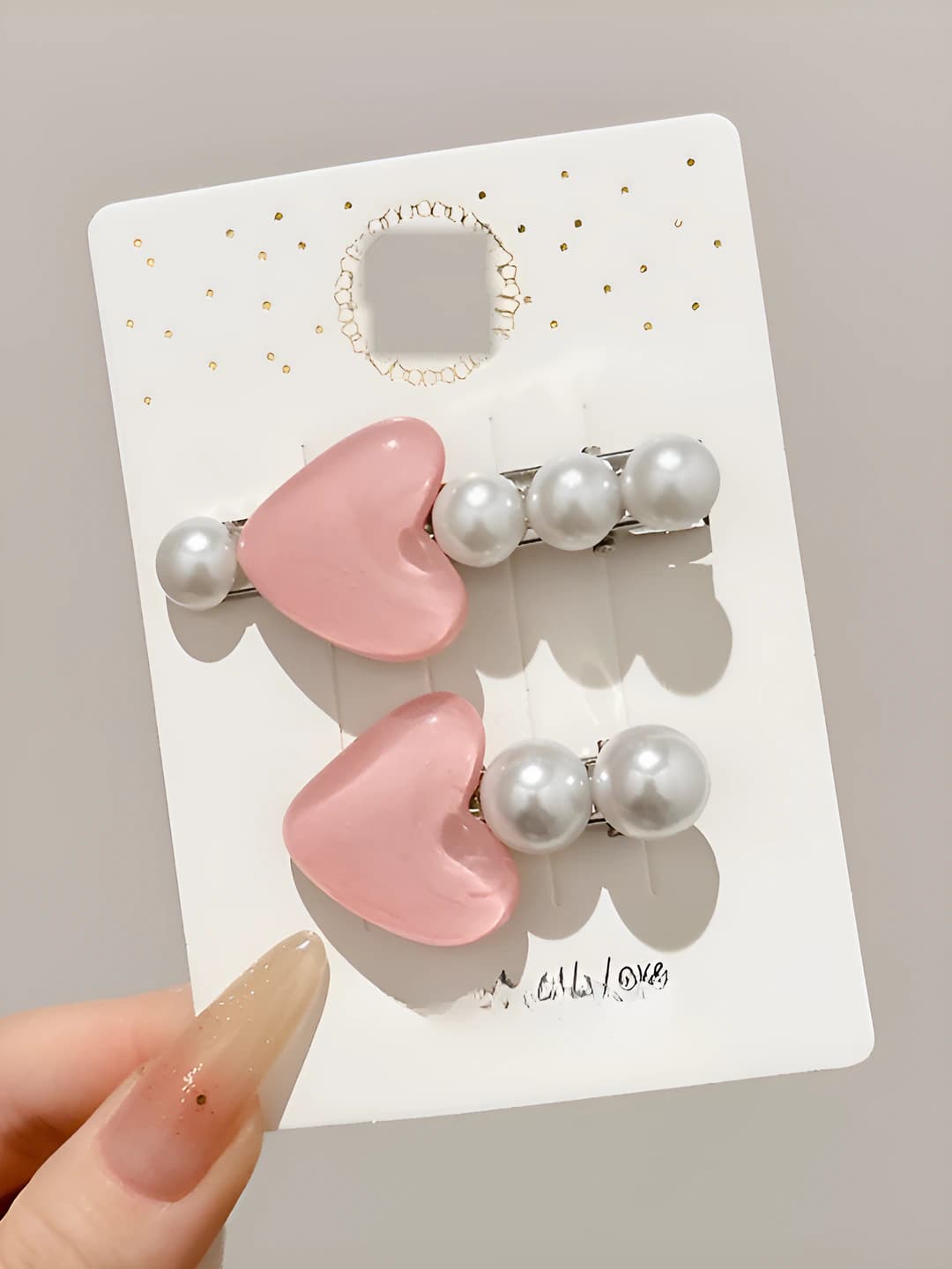 2# Pink pearl hearts, 4.5/6 cm