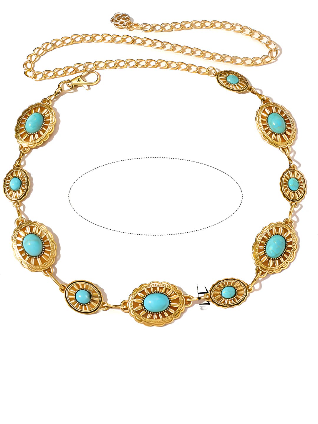 20# Gold ellipse turquoise