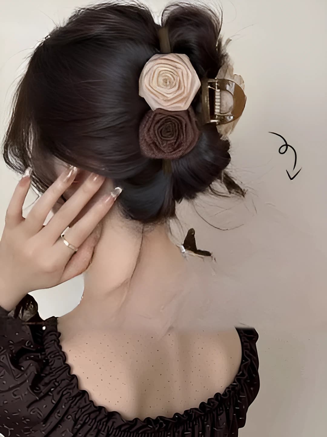 2# Off-white-coffee dried rose clip 13cm