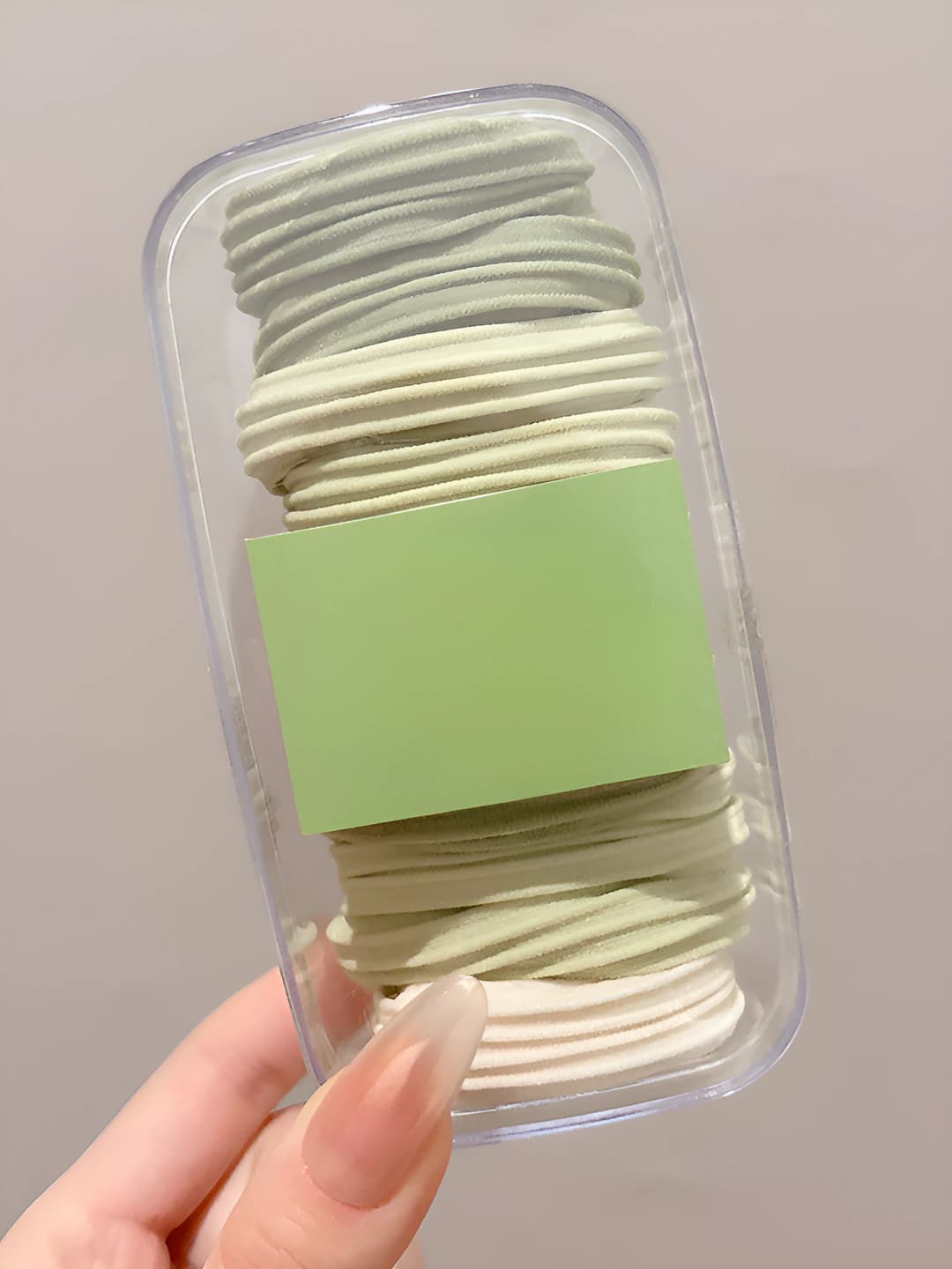 Mint green - horizontal stripes 10 pcs, oval box