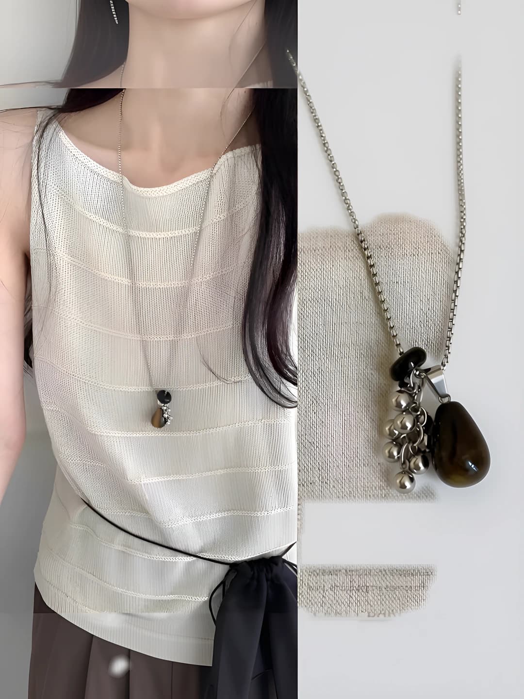 14# necklace - Silver - Tiger eye