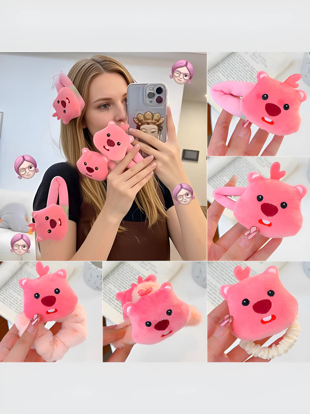 Women's Loopy cartoon beaver hair clips and combs, stretch, plush, cute