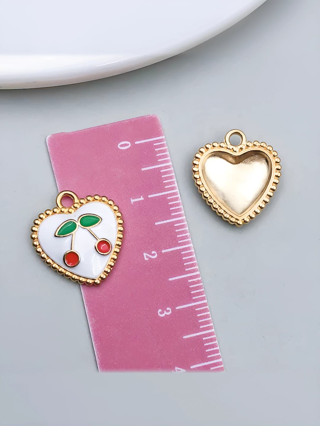 1 шт KC золото белый эмаль абрикос сердце вишня 17x16x3mm-1.3g-23385