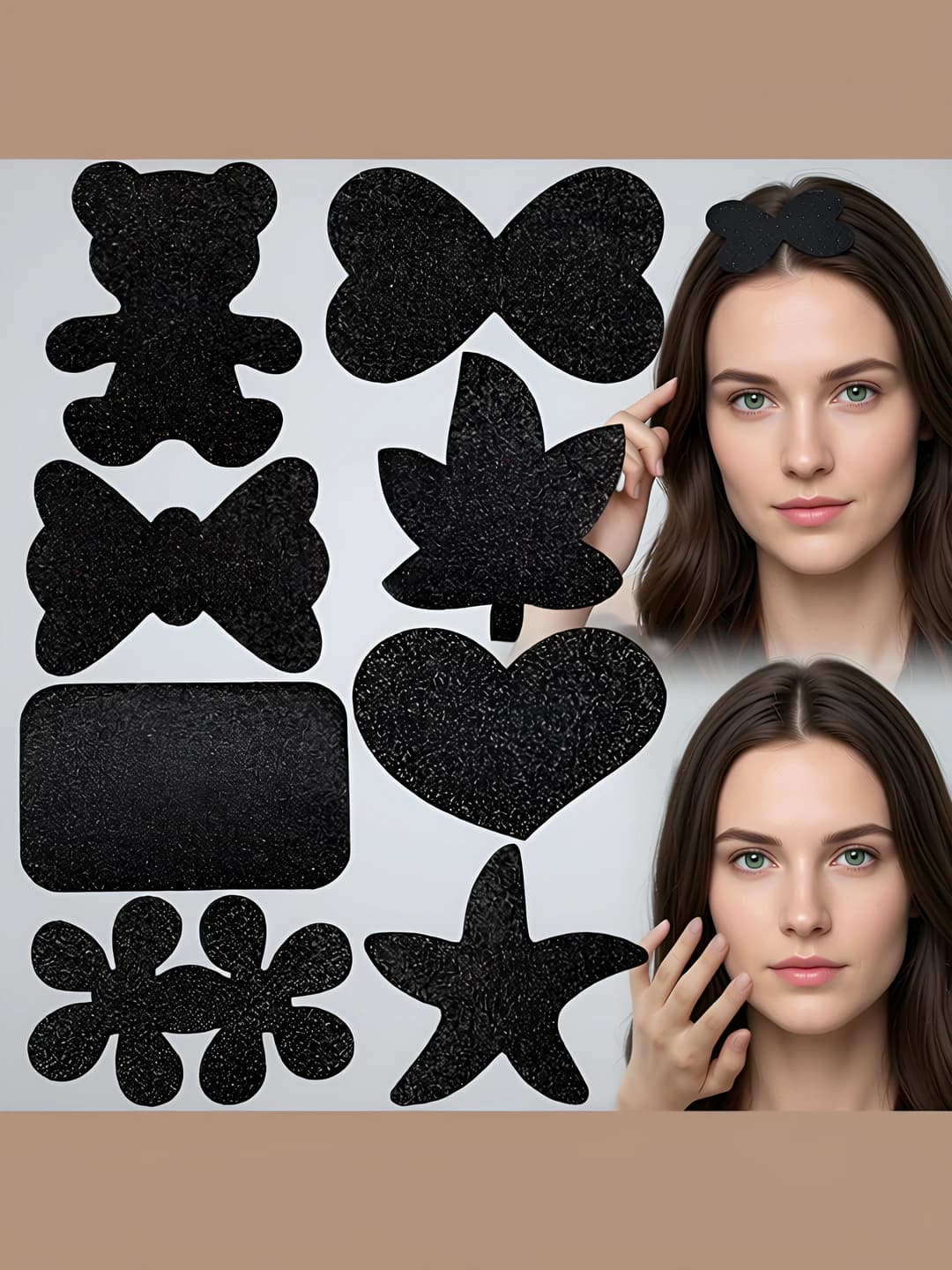 Women's hair clips and combs: heart-shaped hair clip, handmade, fabric material, korean style