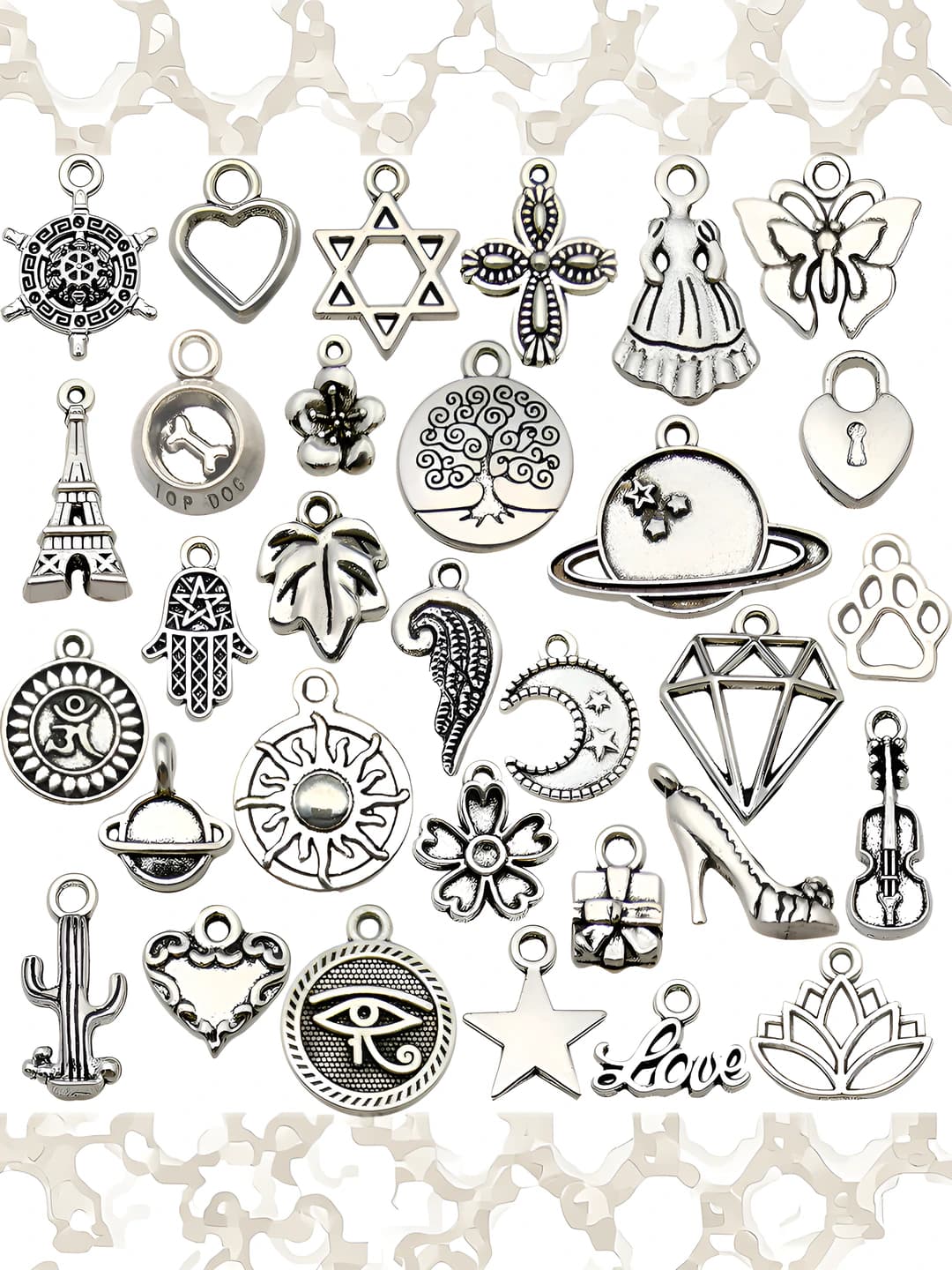Women's DIY alloy charms and pendants: six-pointed star, tower, butterfly, Buzz Lightyear