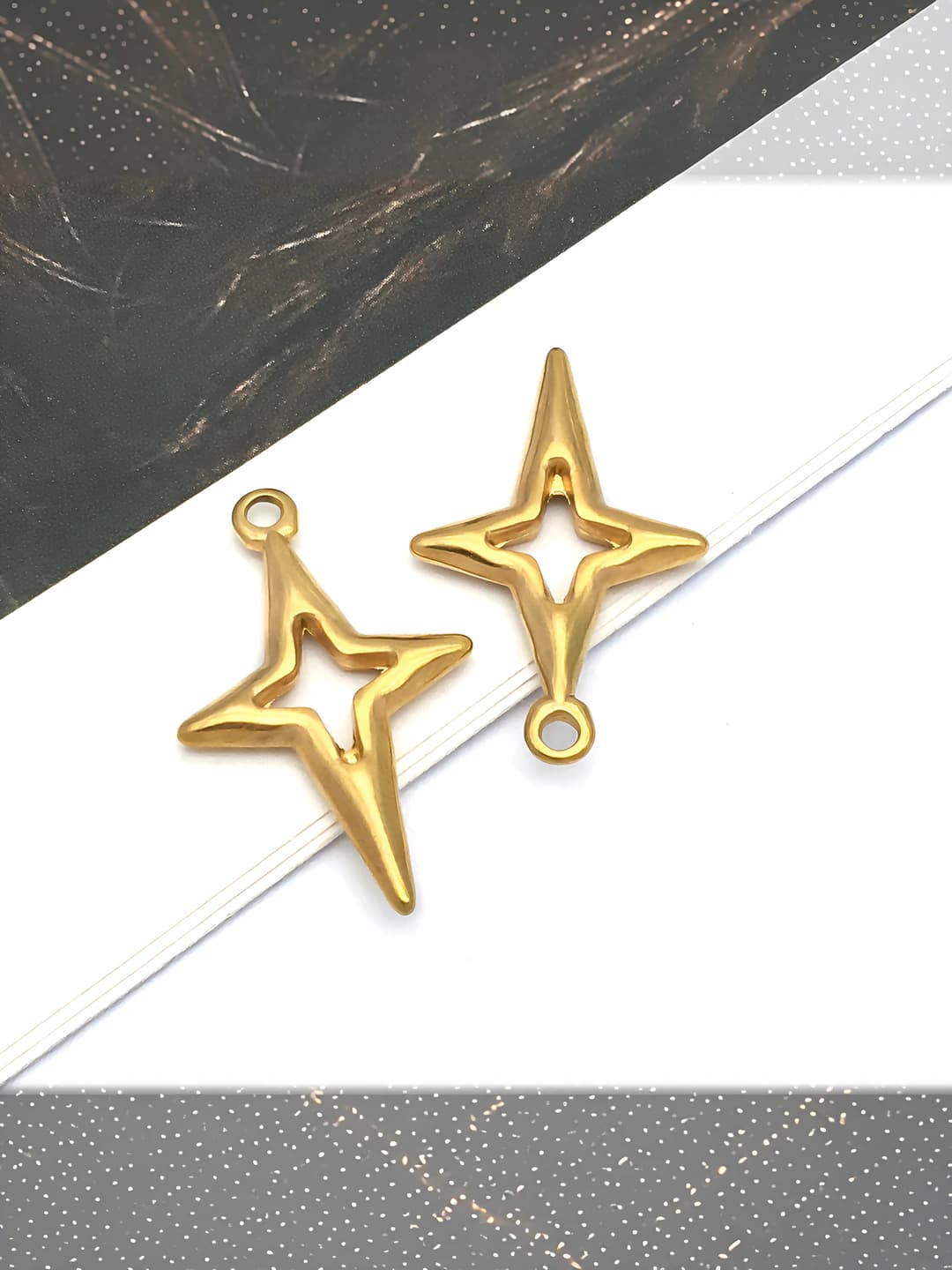 1 шт 14x23x2mm, 1.5mm золотая сталь малая звезда