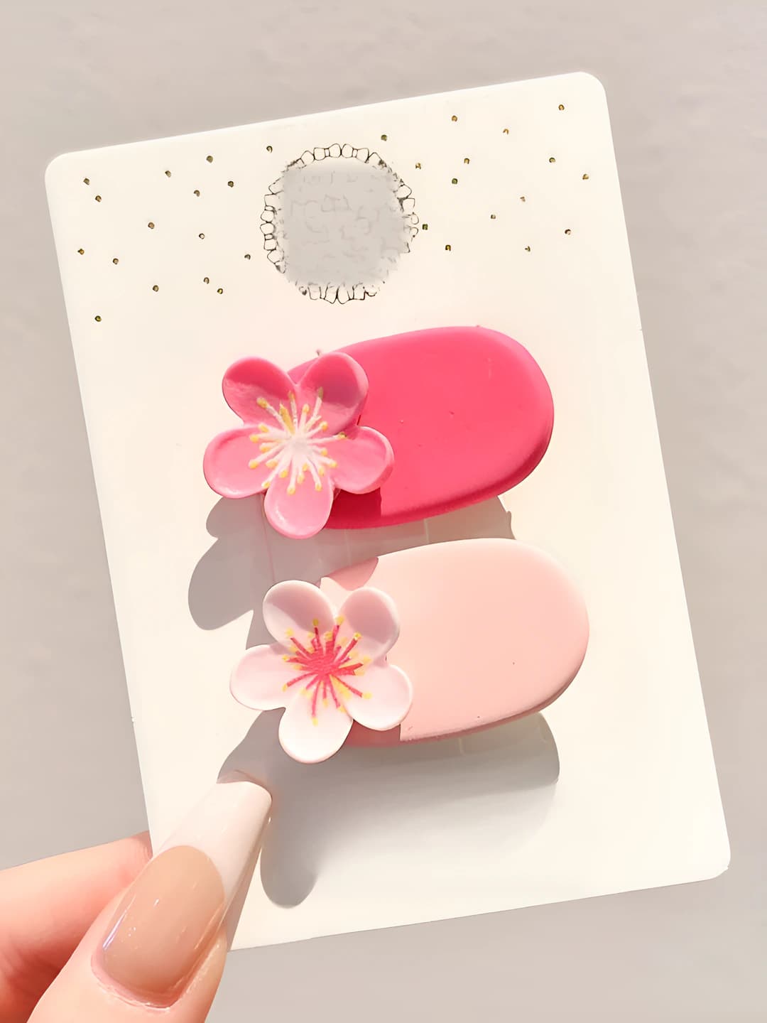 Pink five-petal flower, 2 pcs