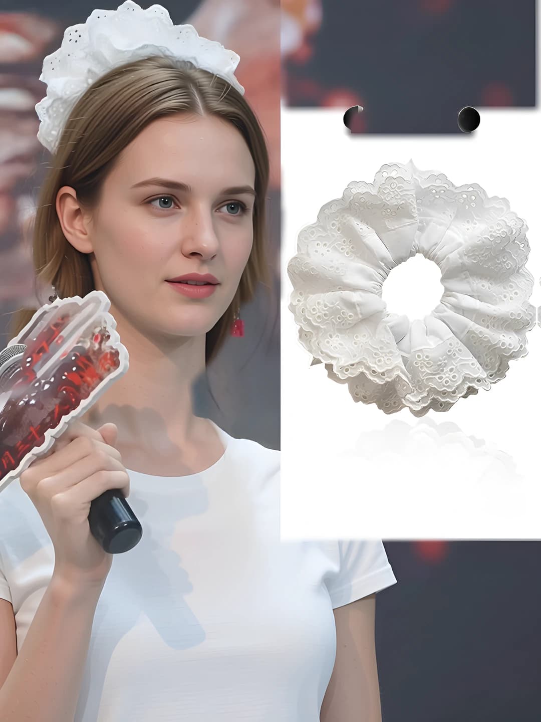White embroidered lace, 10.5 cm