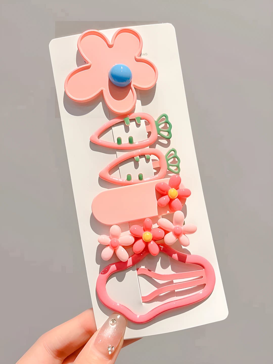 2# Pink flowers and clouds set, 6 pcs