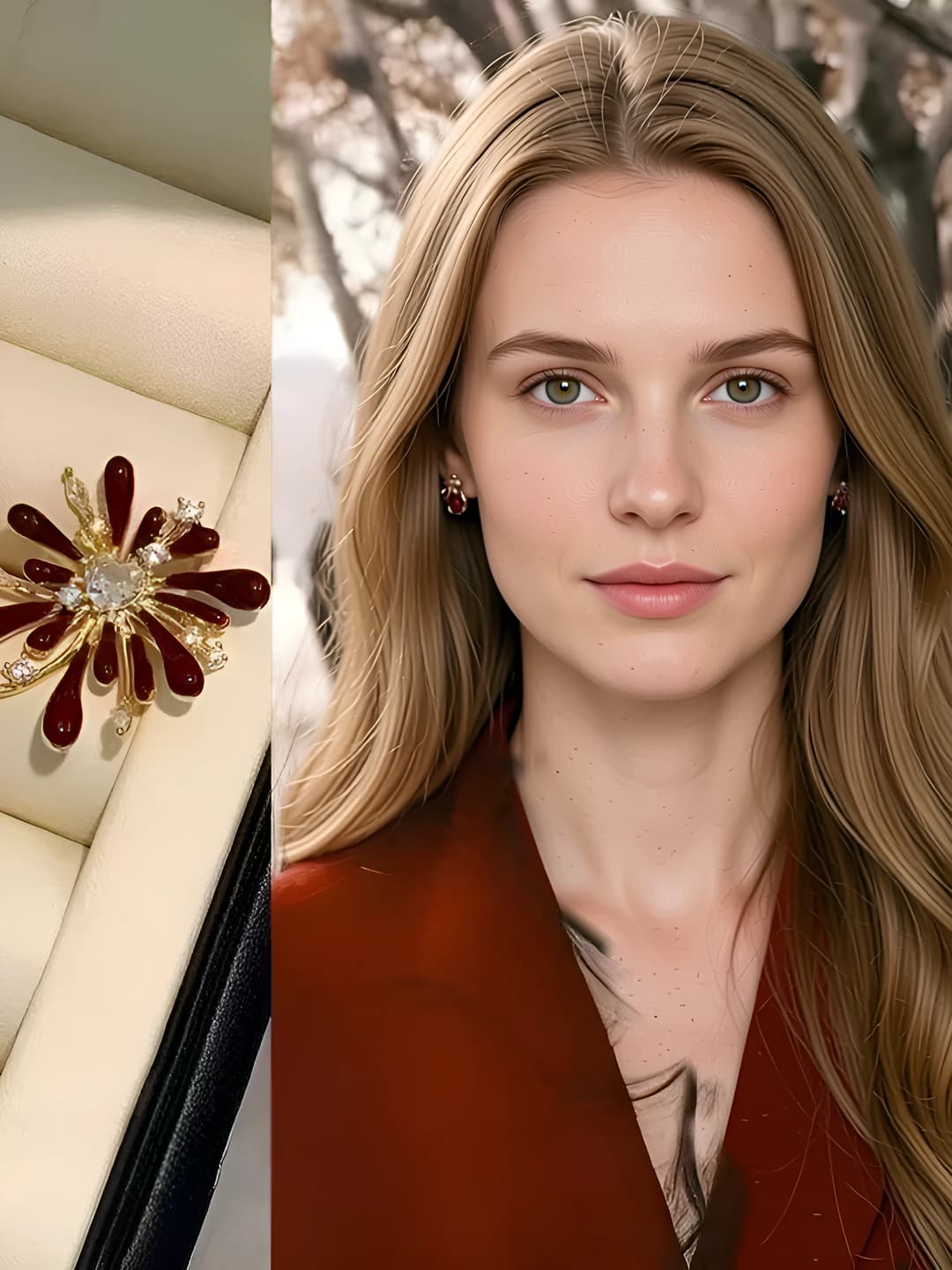 Red zircon firework earrings