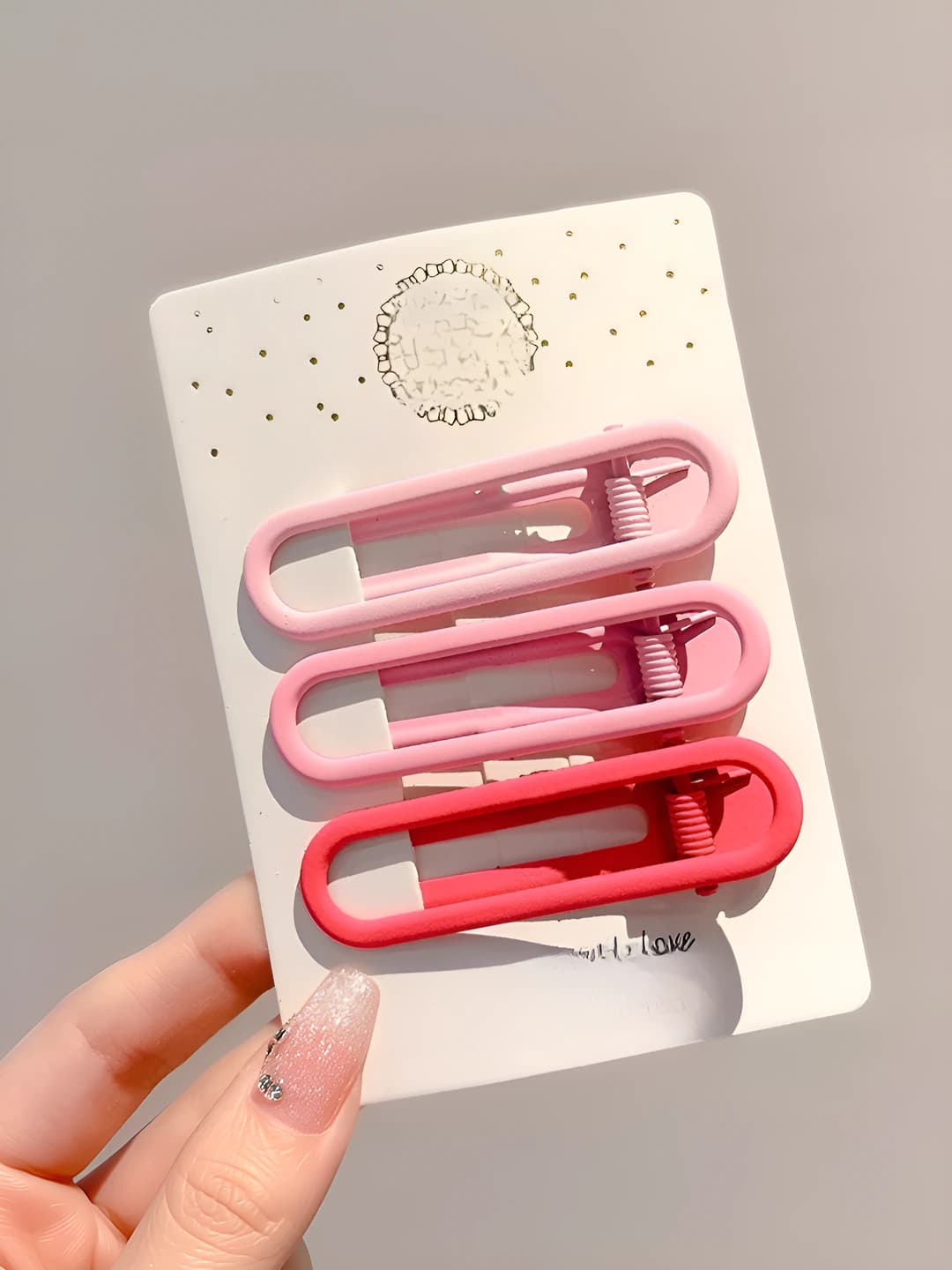 Pink gradient 3-piece hair clip set 6 cm