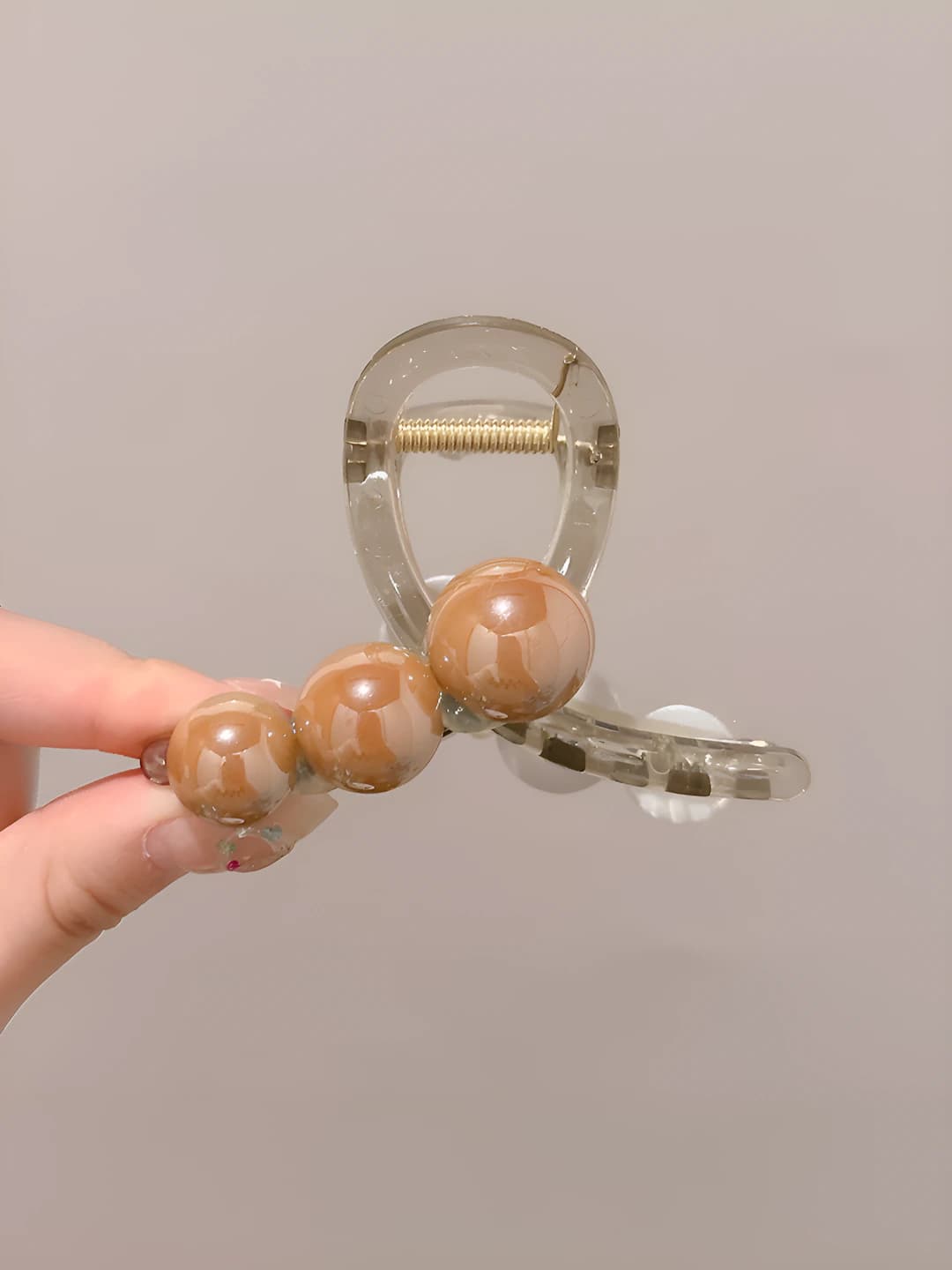 3# Clear grey base, 8 cm, light coffee pearl