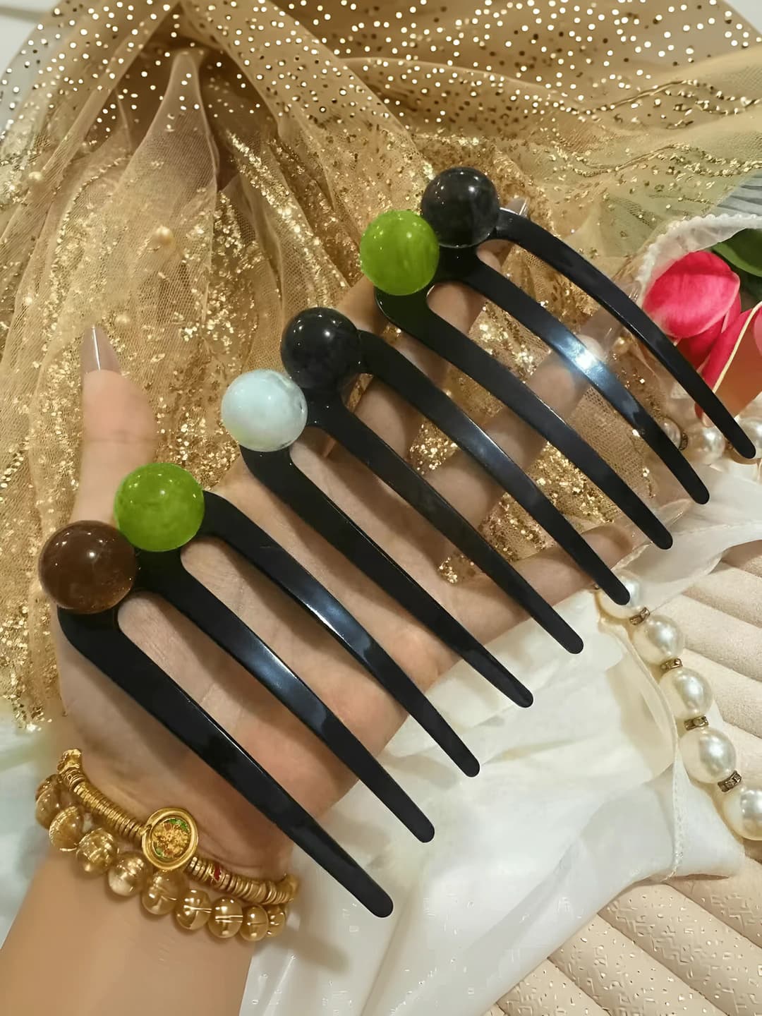 Coffee-green + beige-black + green-black 11 cm