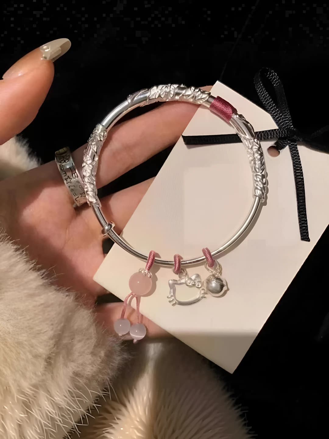 Women's Kitty silver bracelet, solid, original style