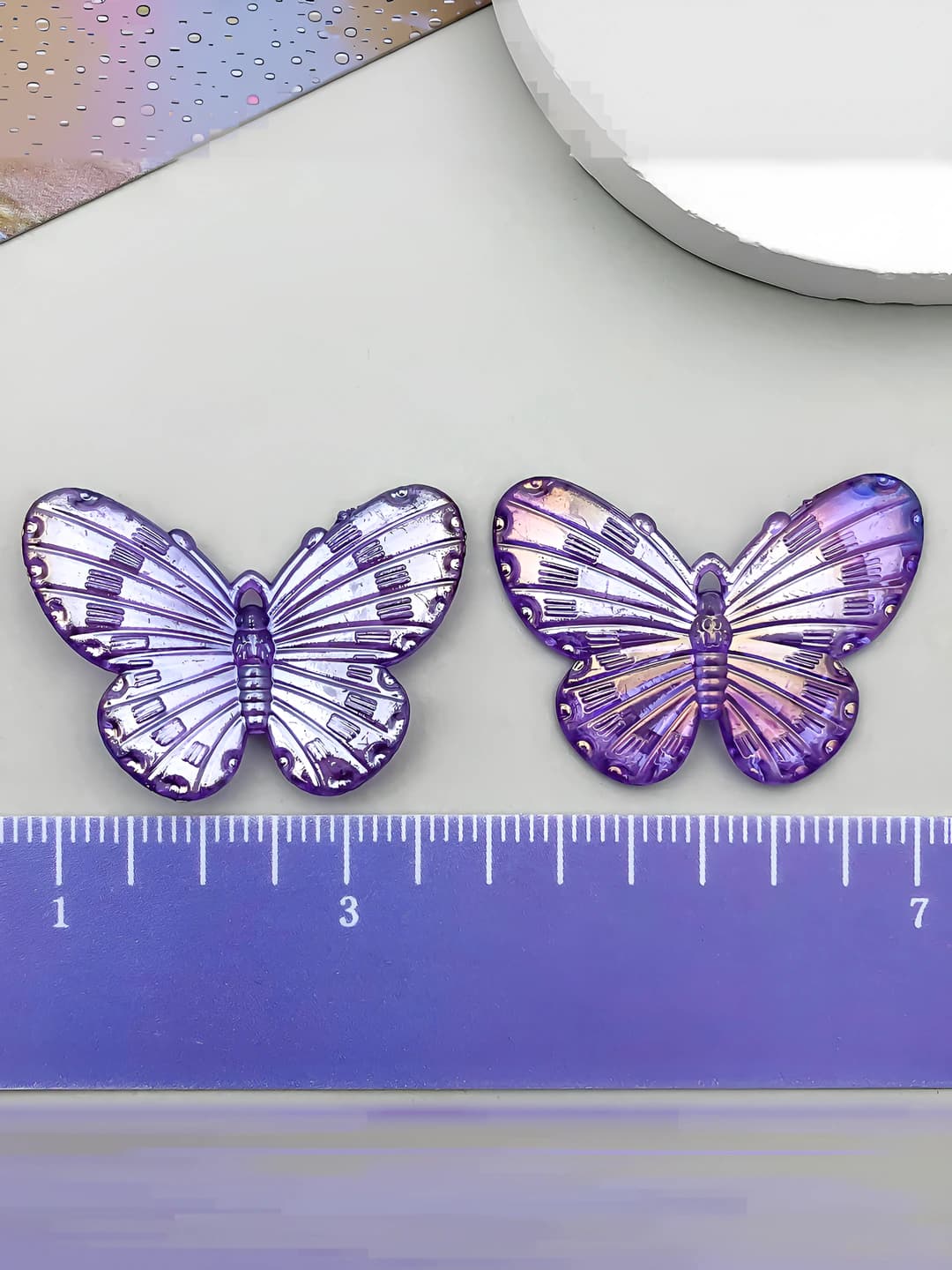 1 шт тёмно-фиолетовый акрил радужная бабочка 30x22mm-0.9g