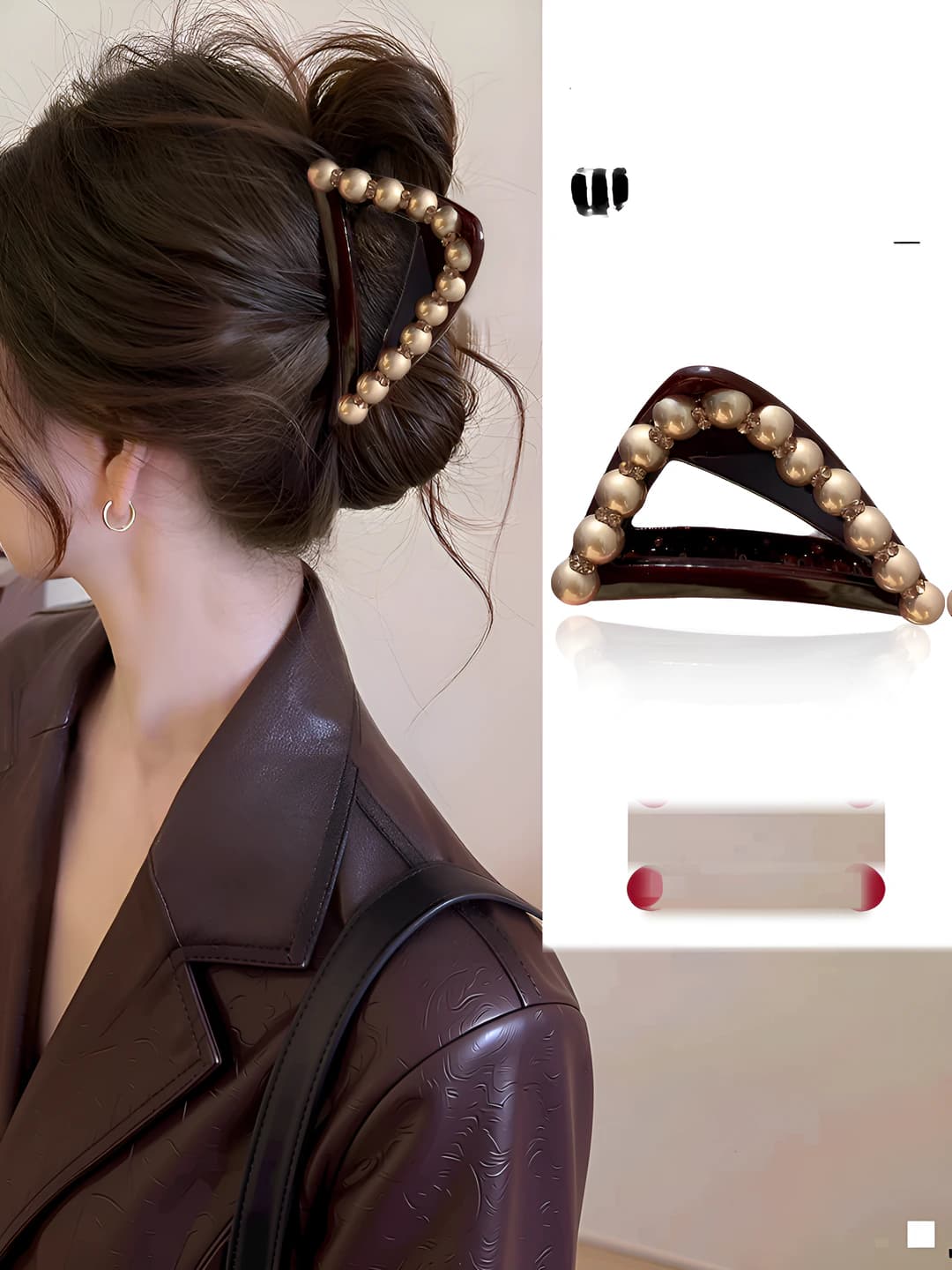 Women's 2026 high-quality pearl triangle hair clip (shark clip) for back hair styling